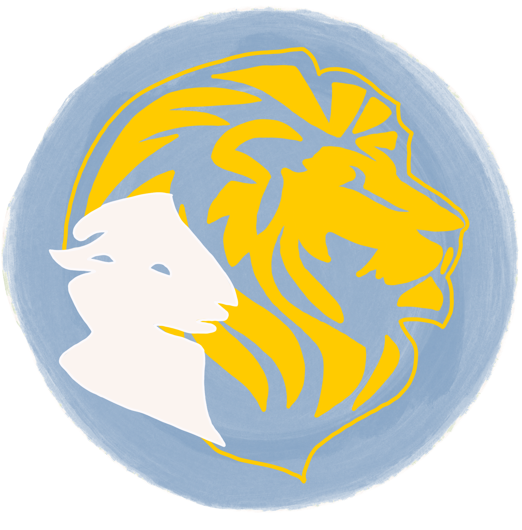 peaces logo gold white blue